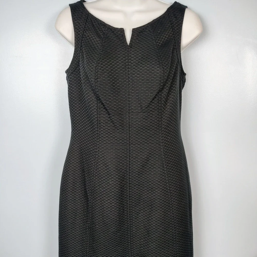 Talbots Petites Black Cotton Silk Blend Textured Sheath Dress 4P Sleeveless